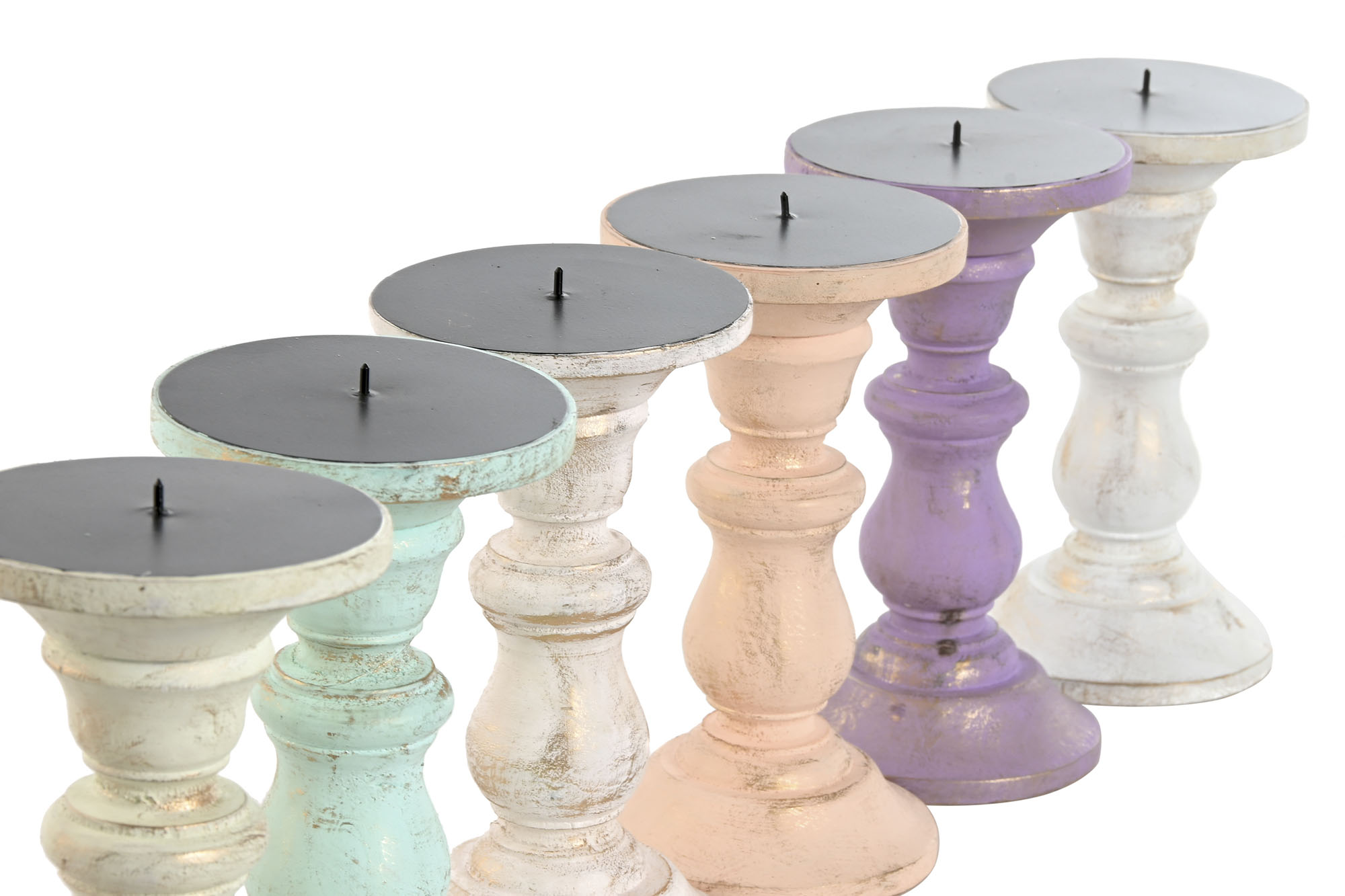 CANDELABRO MANGO METAL 10X10X18 DESGASTADO ROSA 2