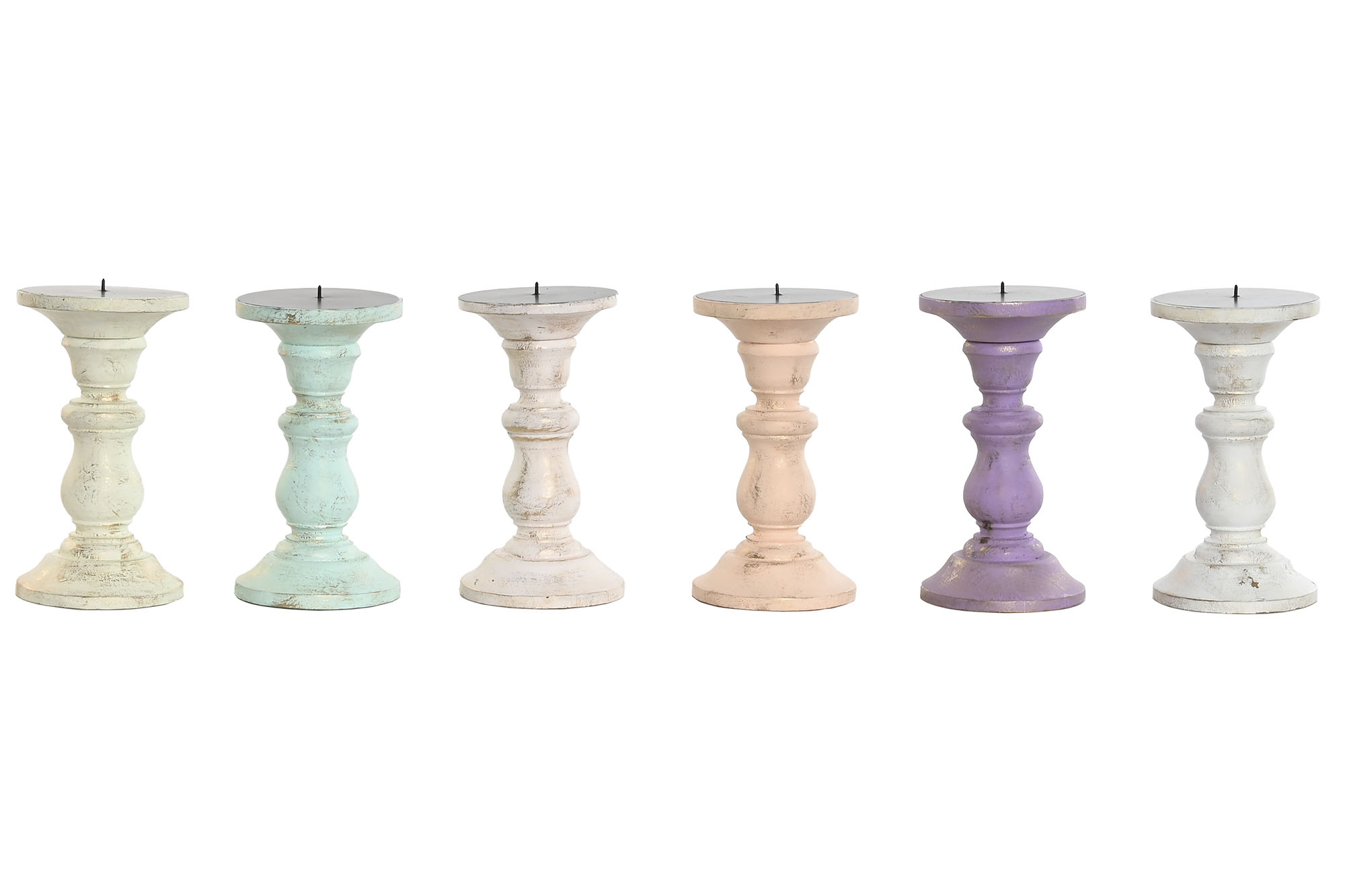 CANDELABRO MANGO METAL 10X10X18 DESGASTADO SALMON