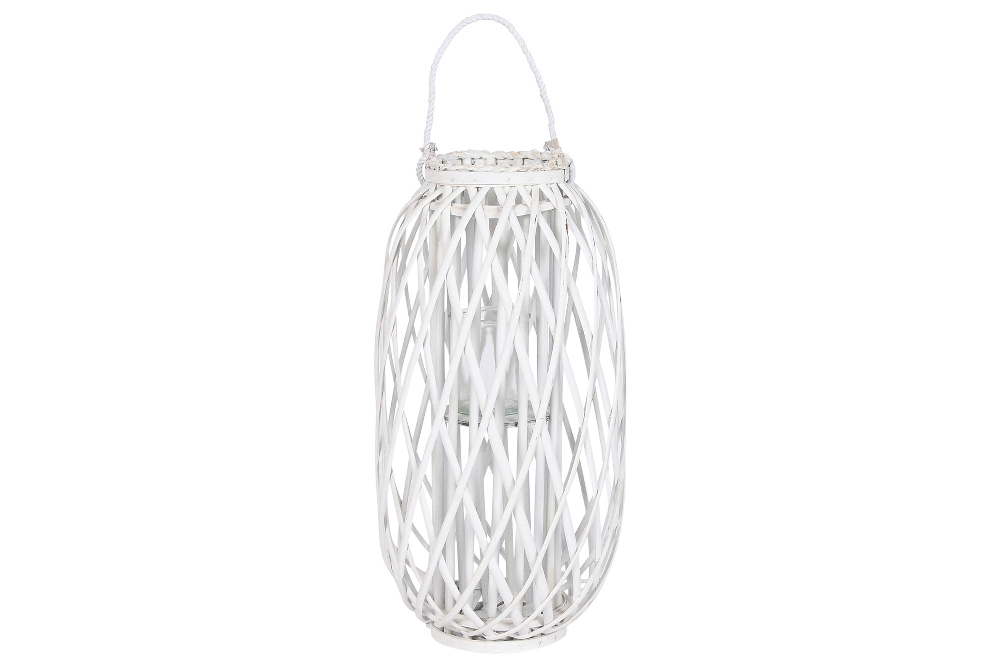 PORTAVELA MIMBRE CRISTAL 29X29X60 BLANCO