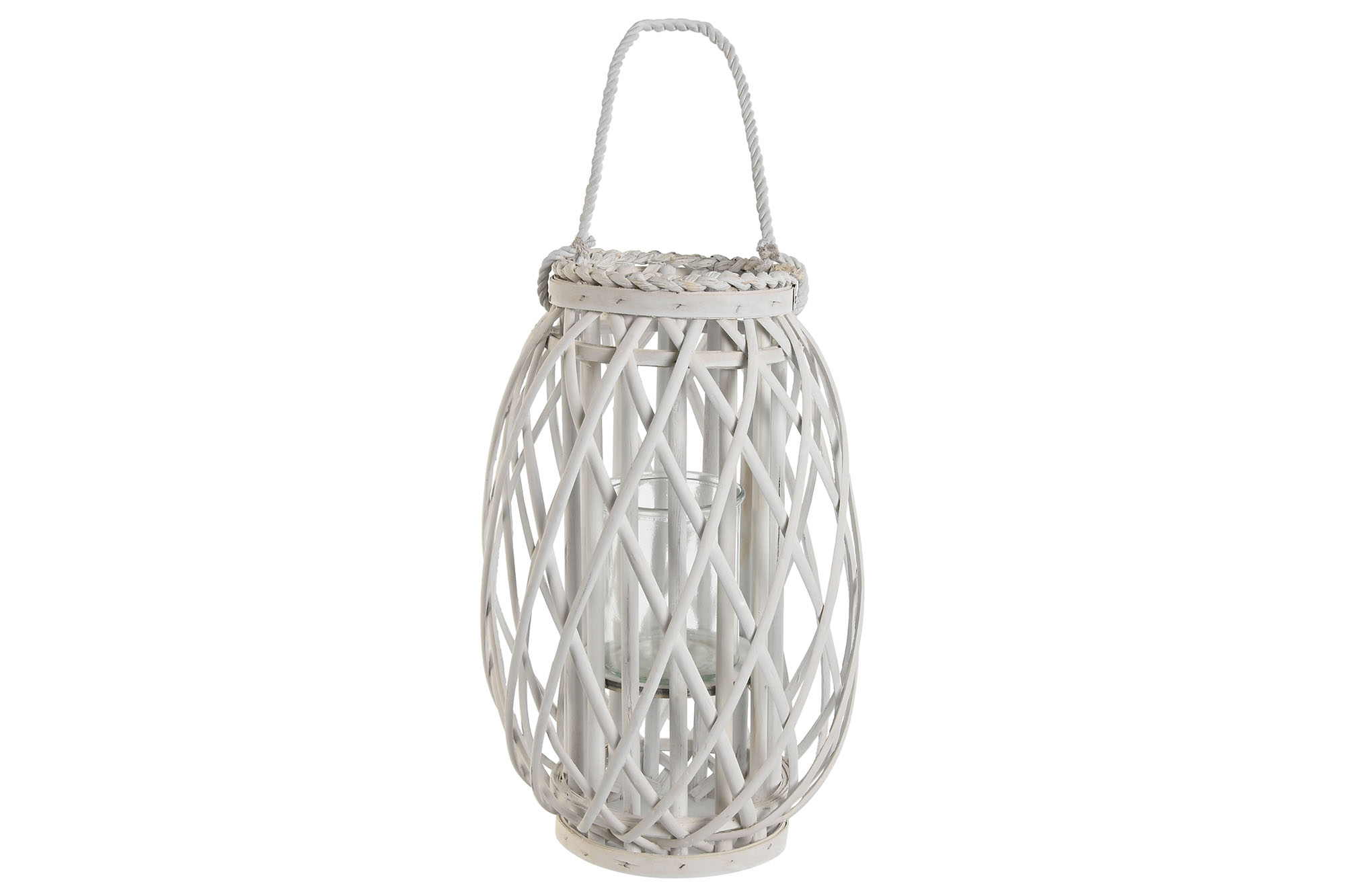 PORTAVELA MIMBRE CRISTAL 26X26X40 BLANCO