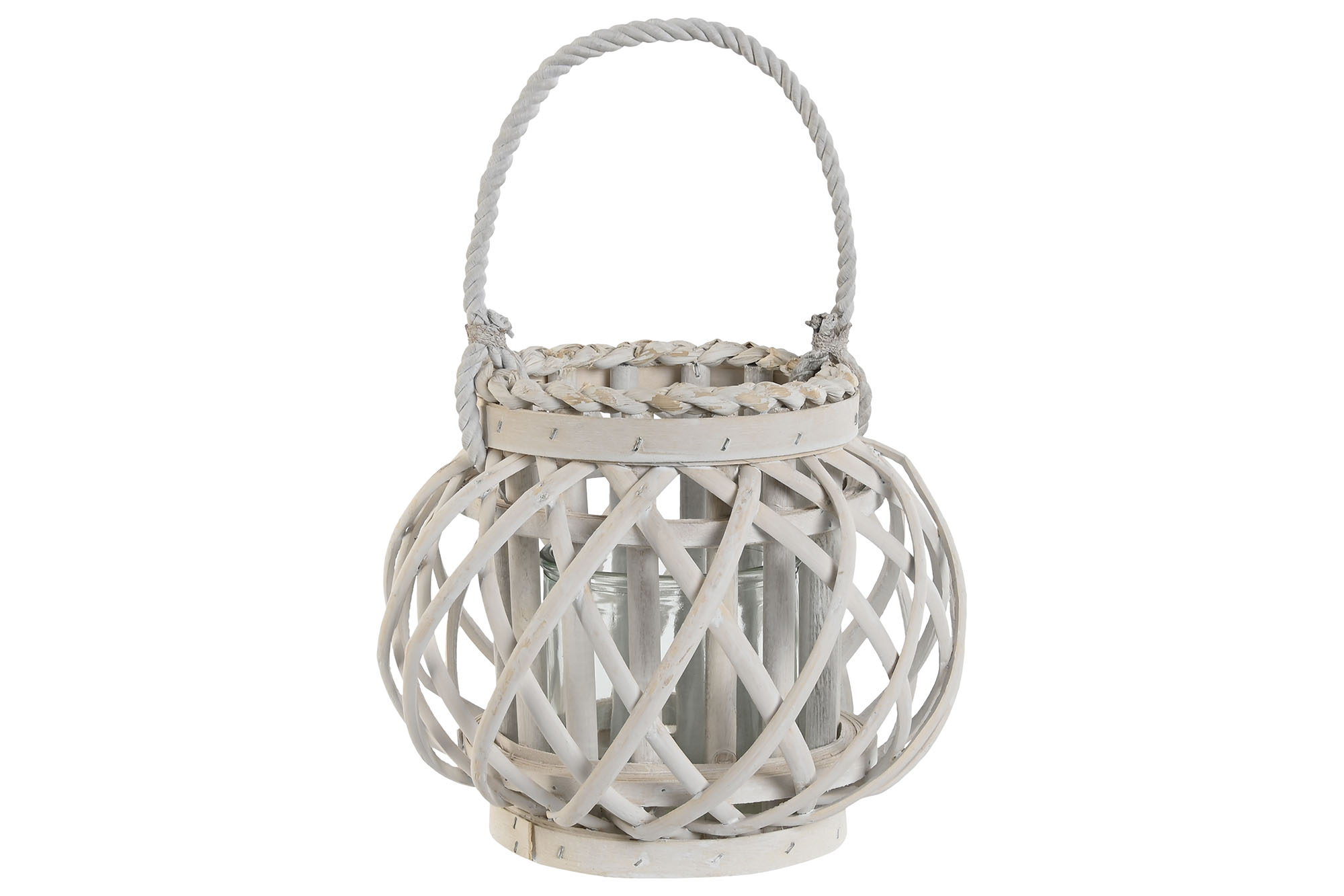 PORTAVELA MIMBRE CRISTAL 23X23X18 BLANCO
