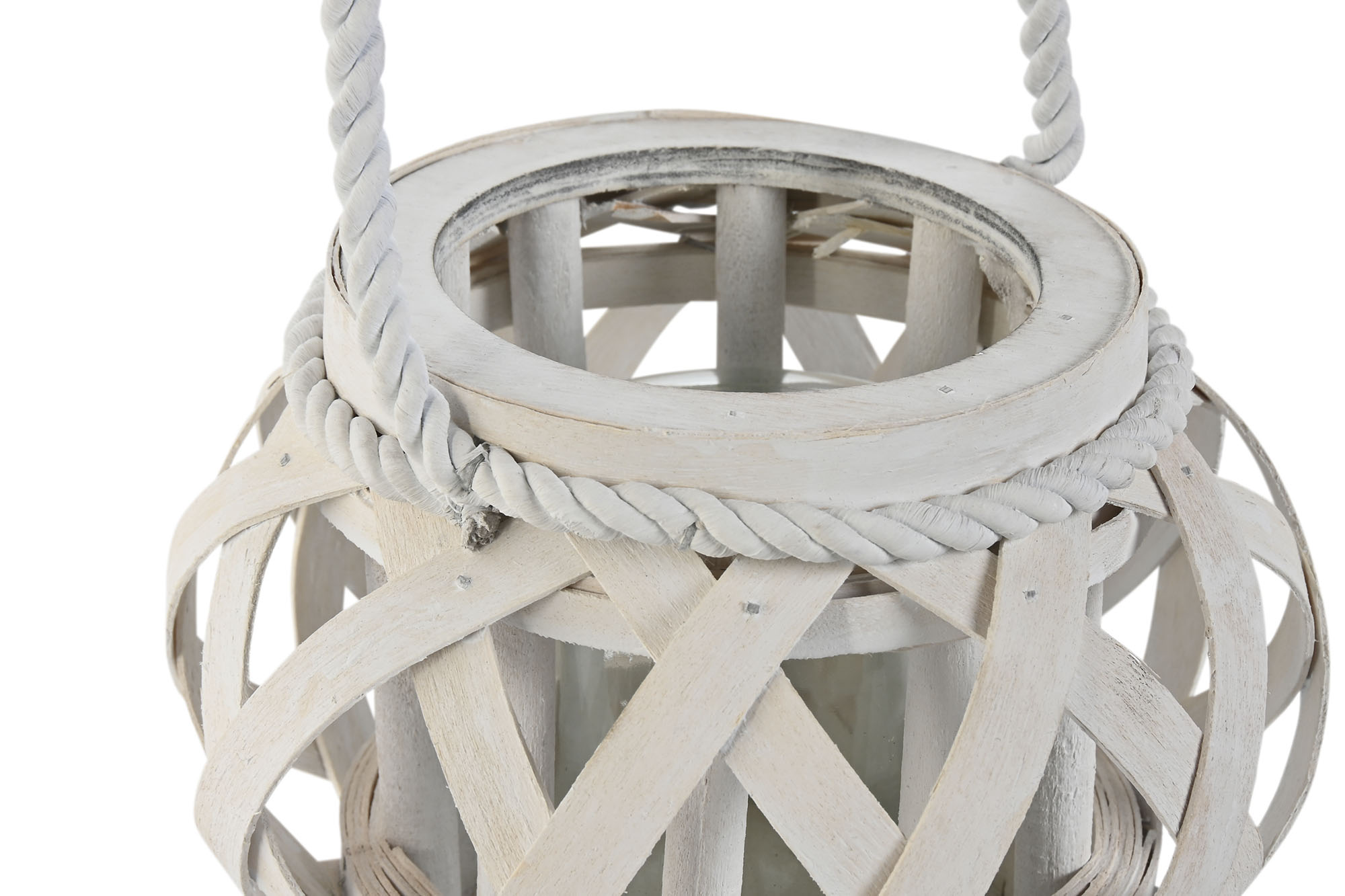 PORTAVELA MADERA CRISTAL 18X18X13 BLANCO 2