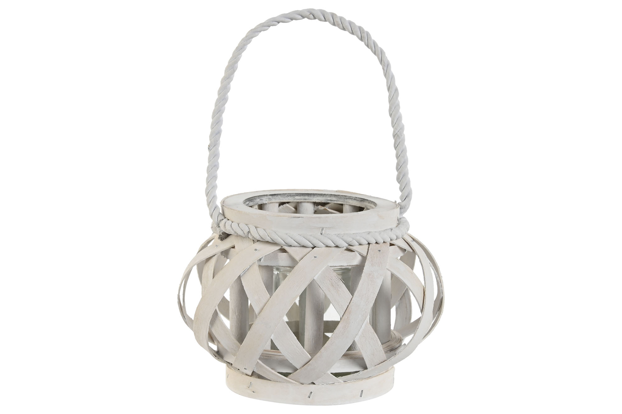 PORTAVELA MADERA CRISTAL 18X18X13 BLANCO