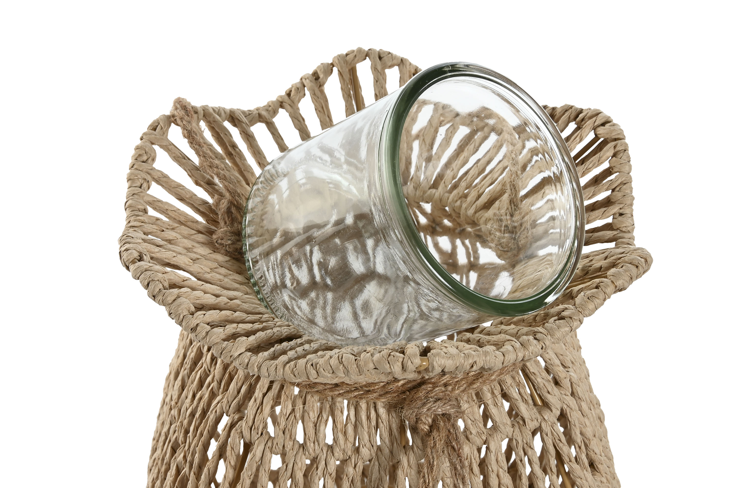 PORTAVELA CUERDA METAL 21X21X43 NATURAL 2