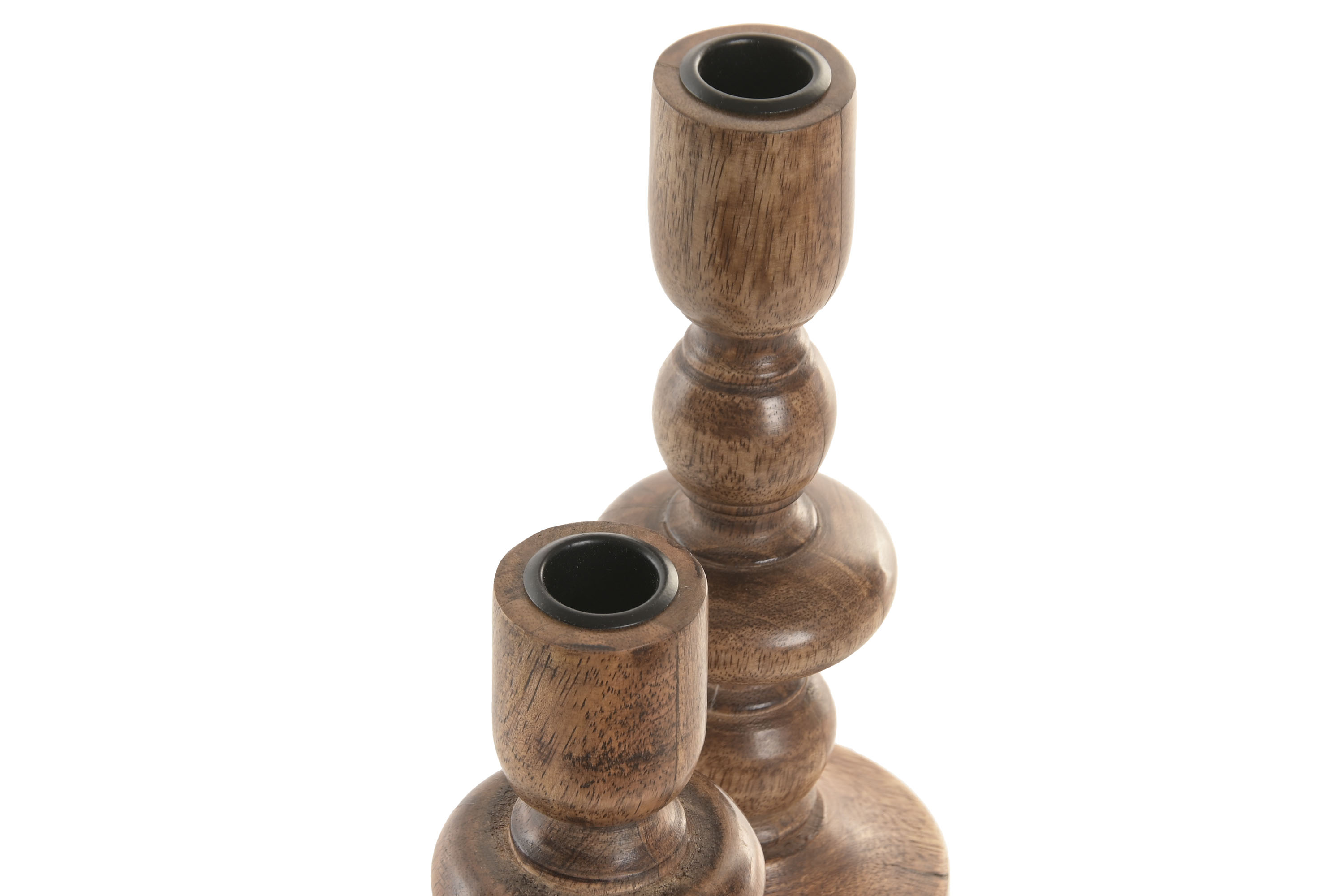 CANDELABRO SET 2 MANGO 10X10X23 NATURAL MARRON 2