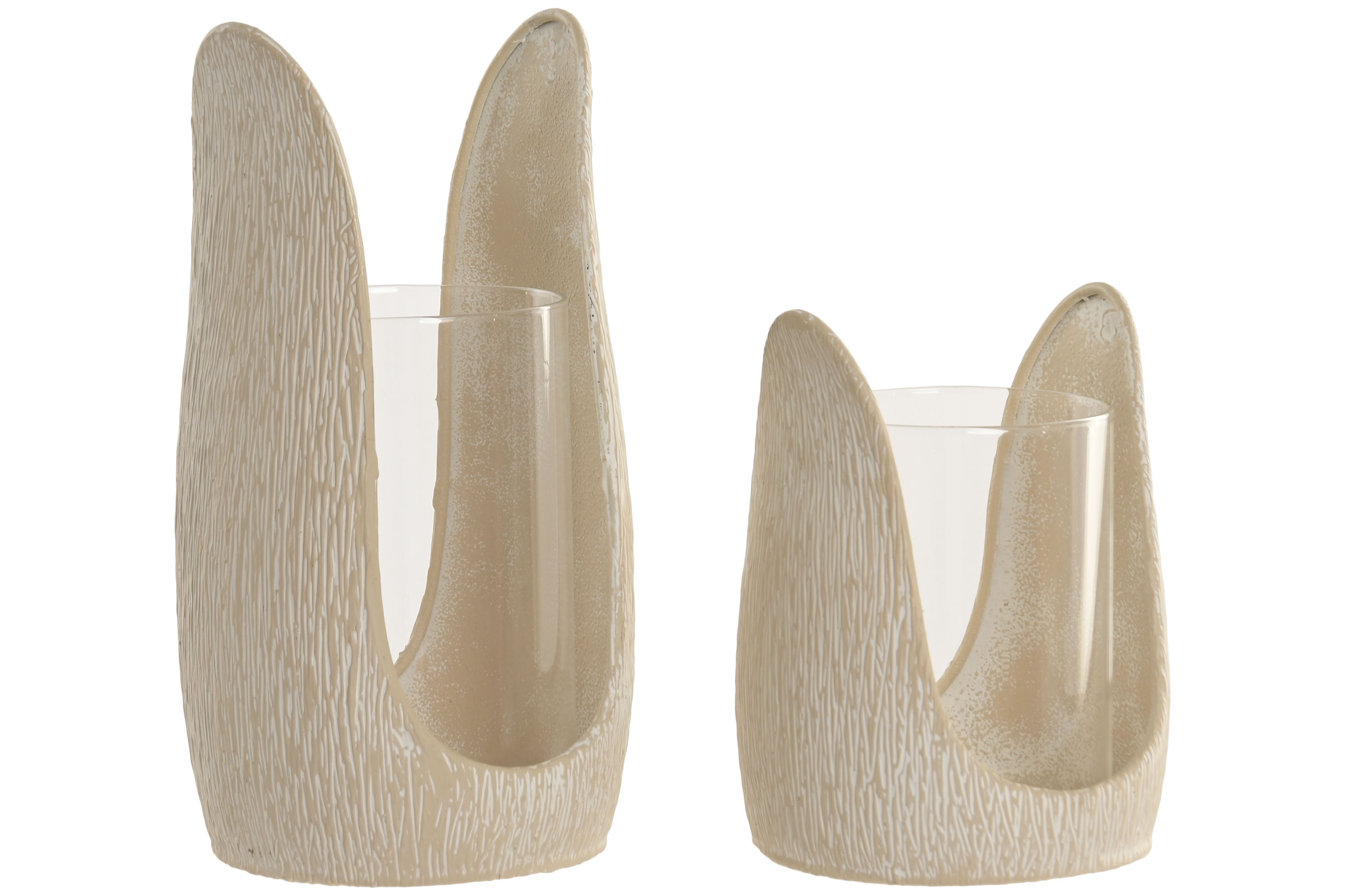 PORTAVELA SET 2 METAL CRISTAL 12,5X12,5X23,5 12X15