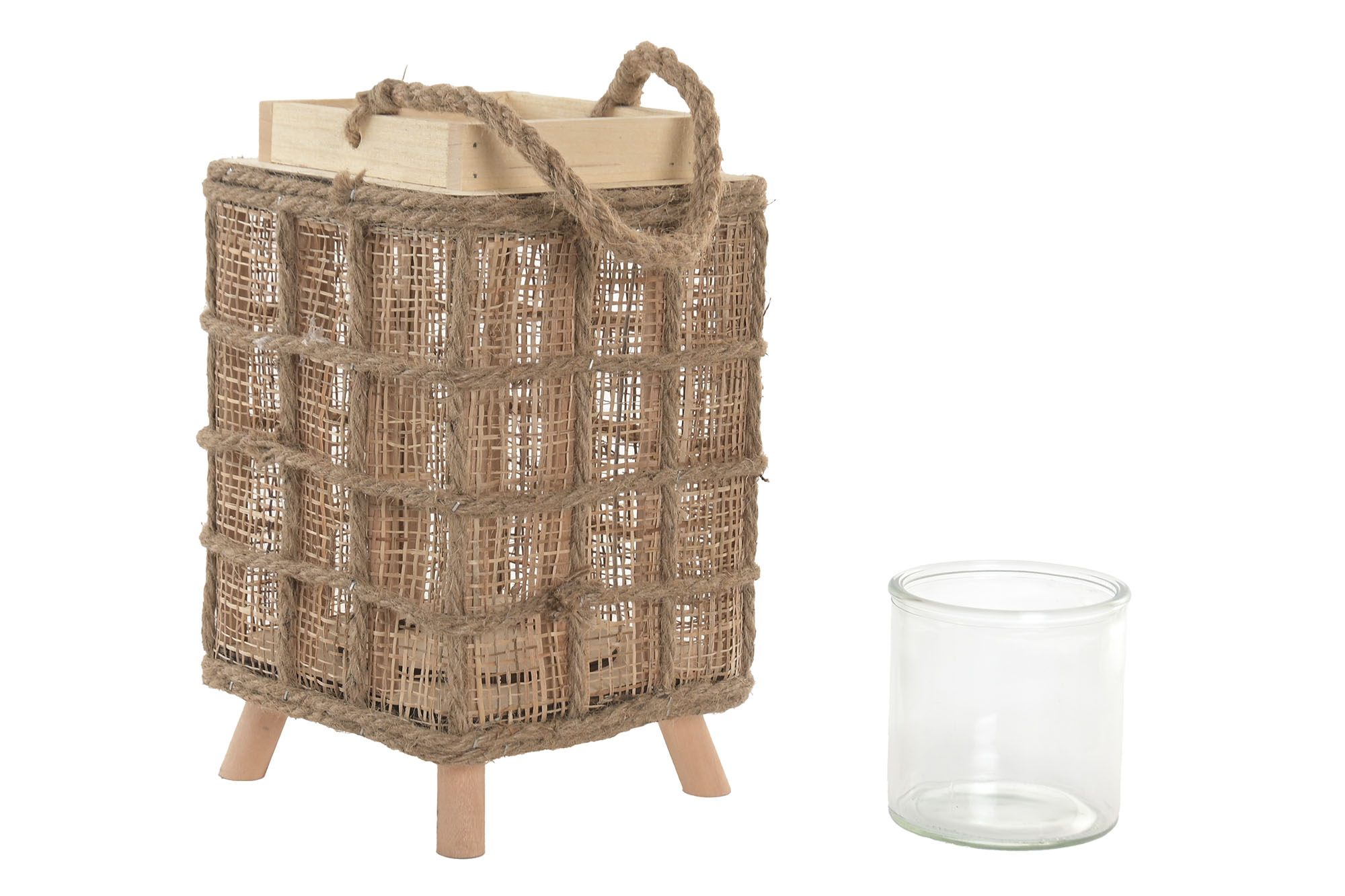 PORTAVELA YUTE CRISTAL 13.5X18X24 NATURAL 3