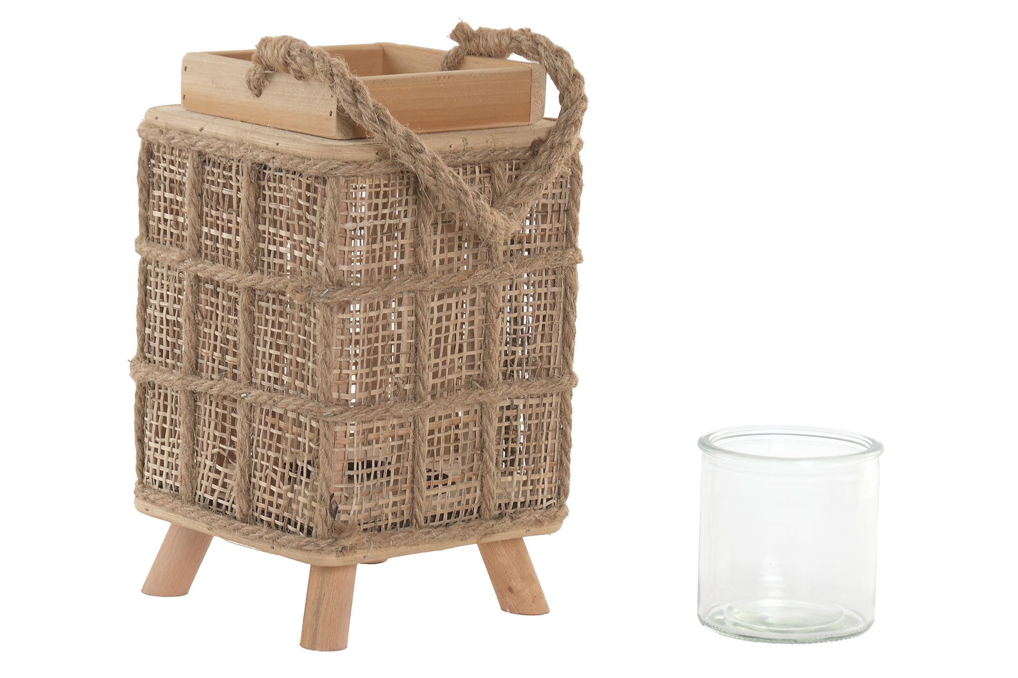 PORTAVELA YUTE CRISTAL 11.5X14.5X20 NATURAL 3