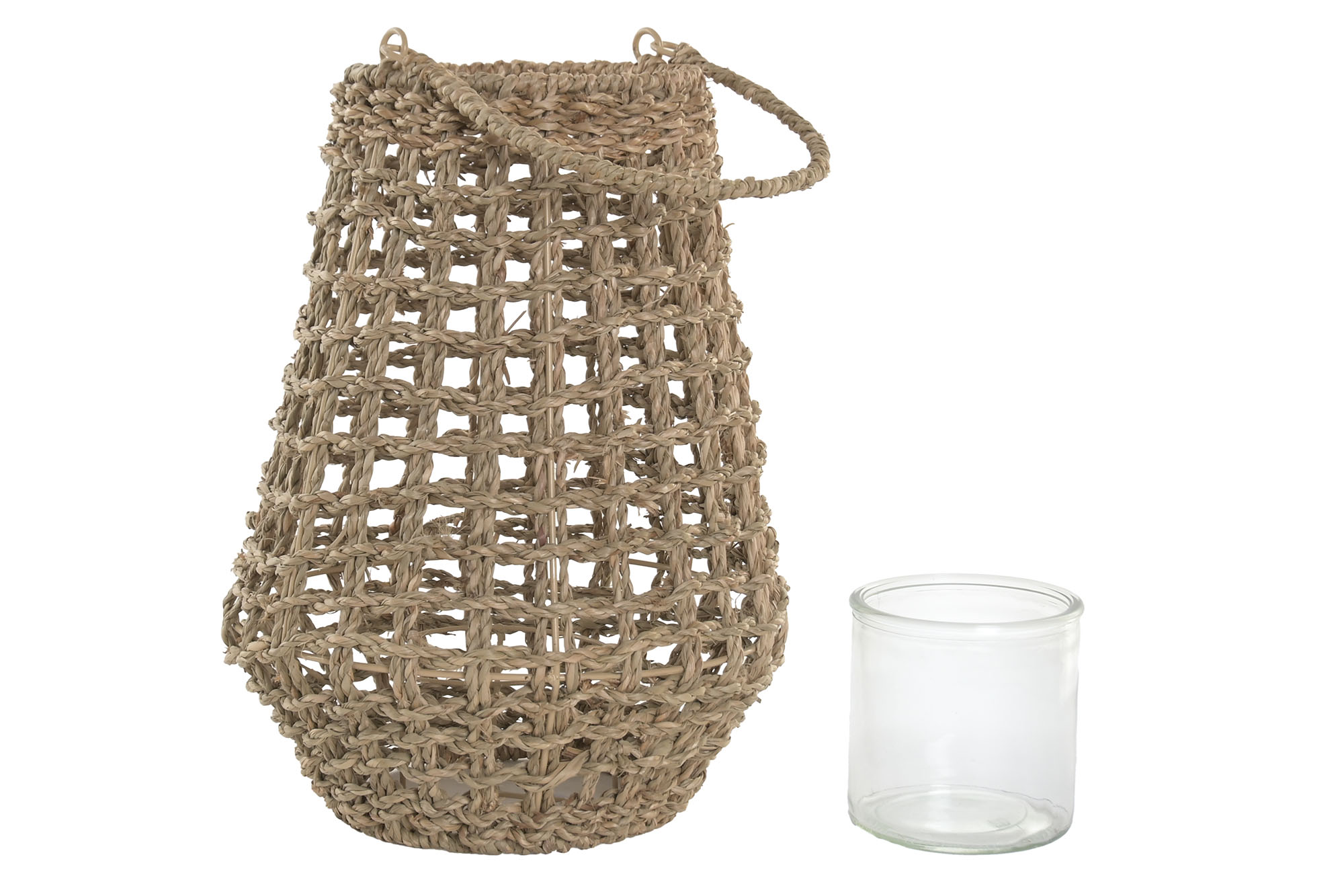 PORTAVELA SEAGRASS CRISTAL 15X25X32 NATURAL 3