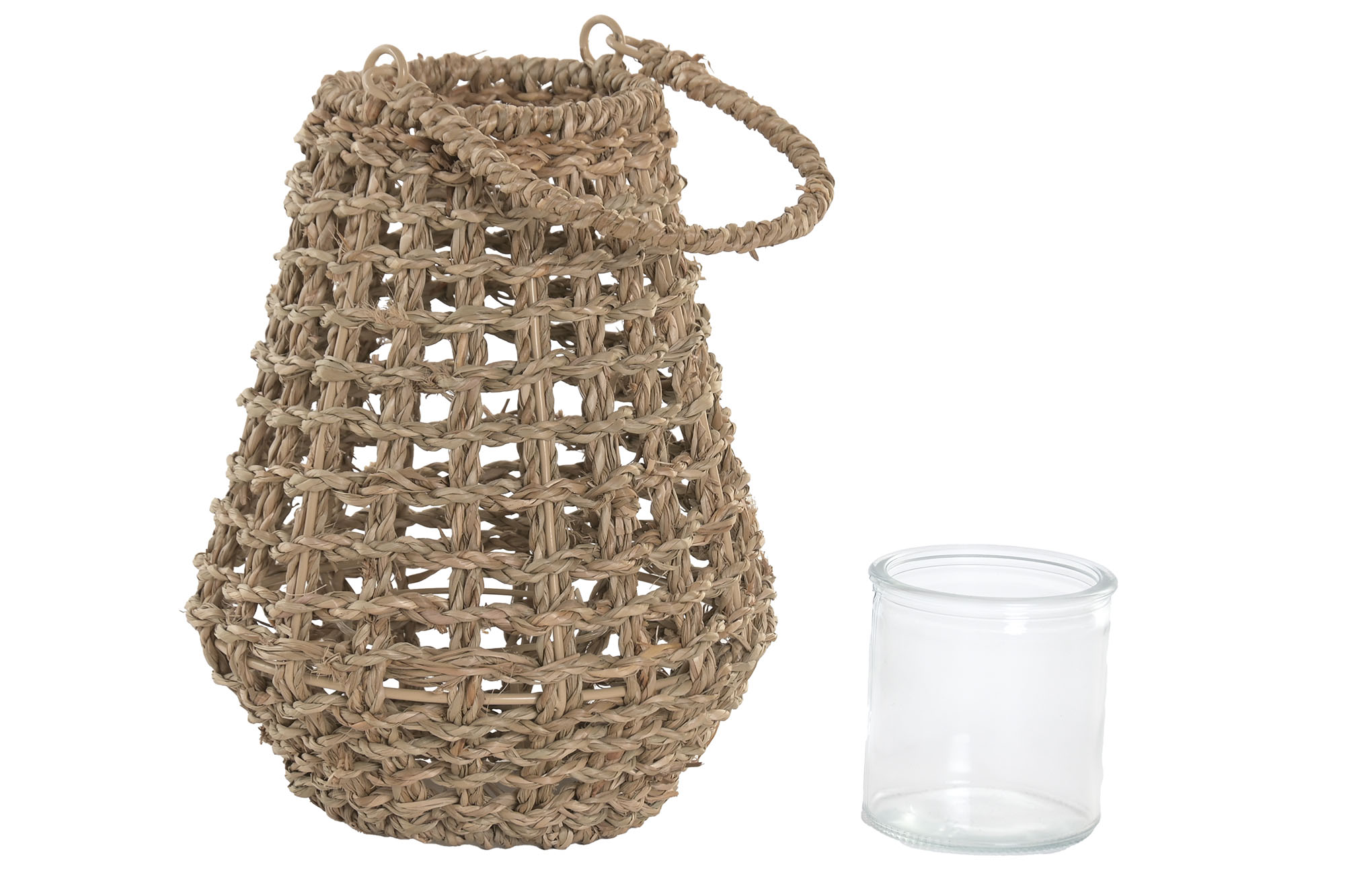 PORTAVELA SEAGRASS CRISTAL 10.5X18.5X23 NATURAL 3