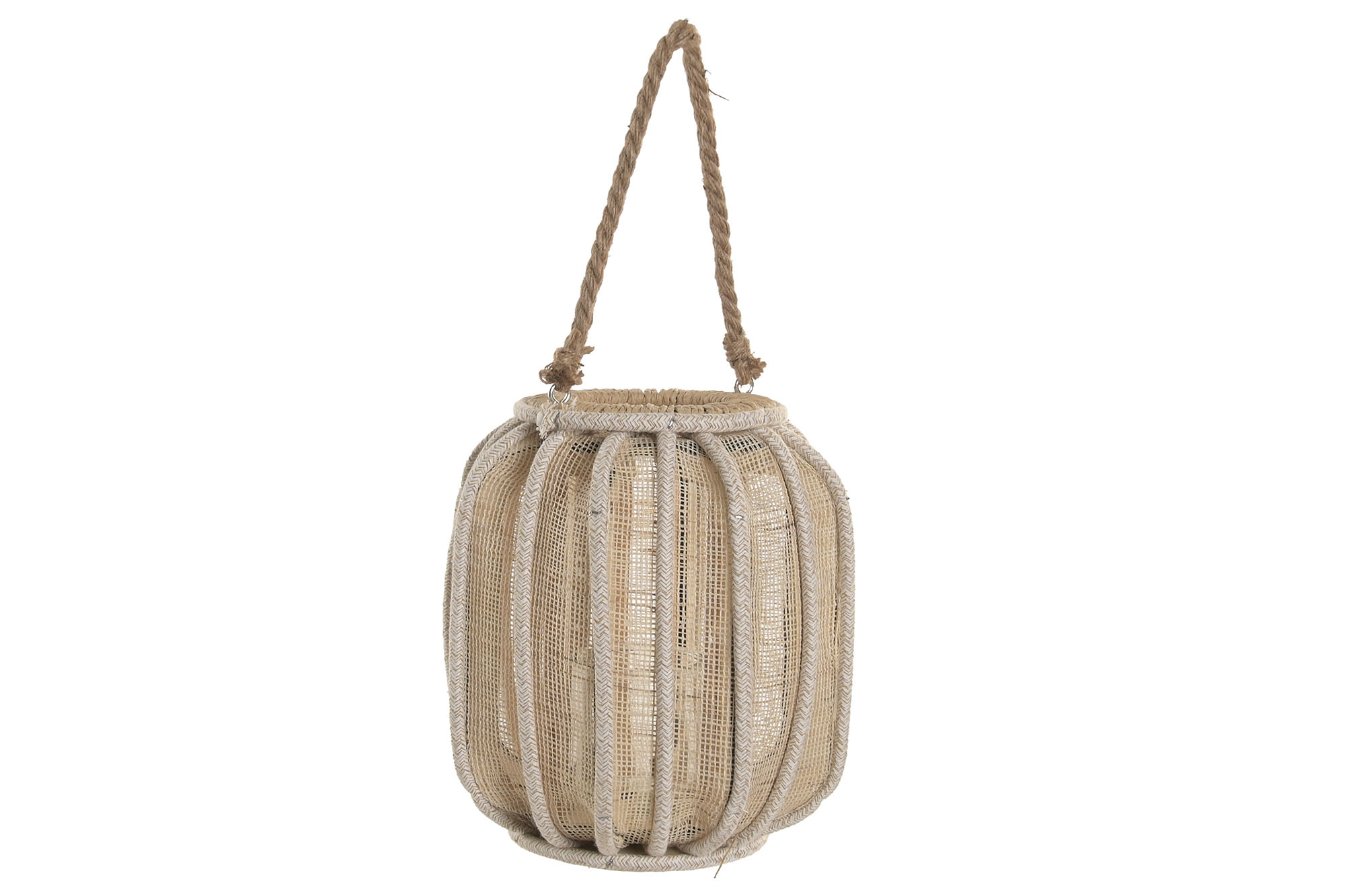 JARRON CRISTAL MIMBRE 16X16X27 NATURAL CUERDA