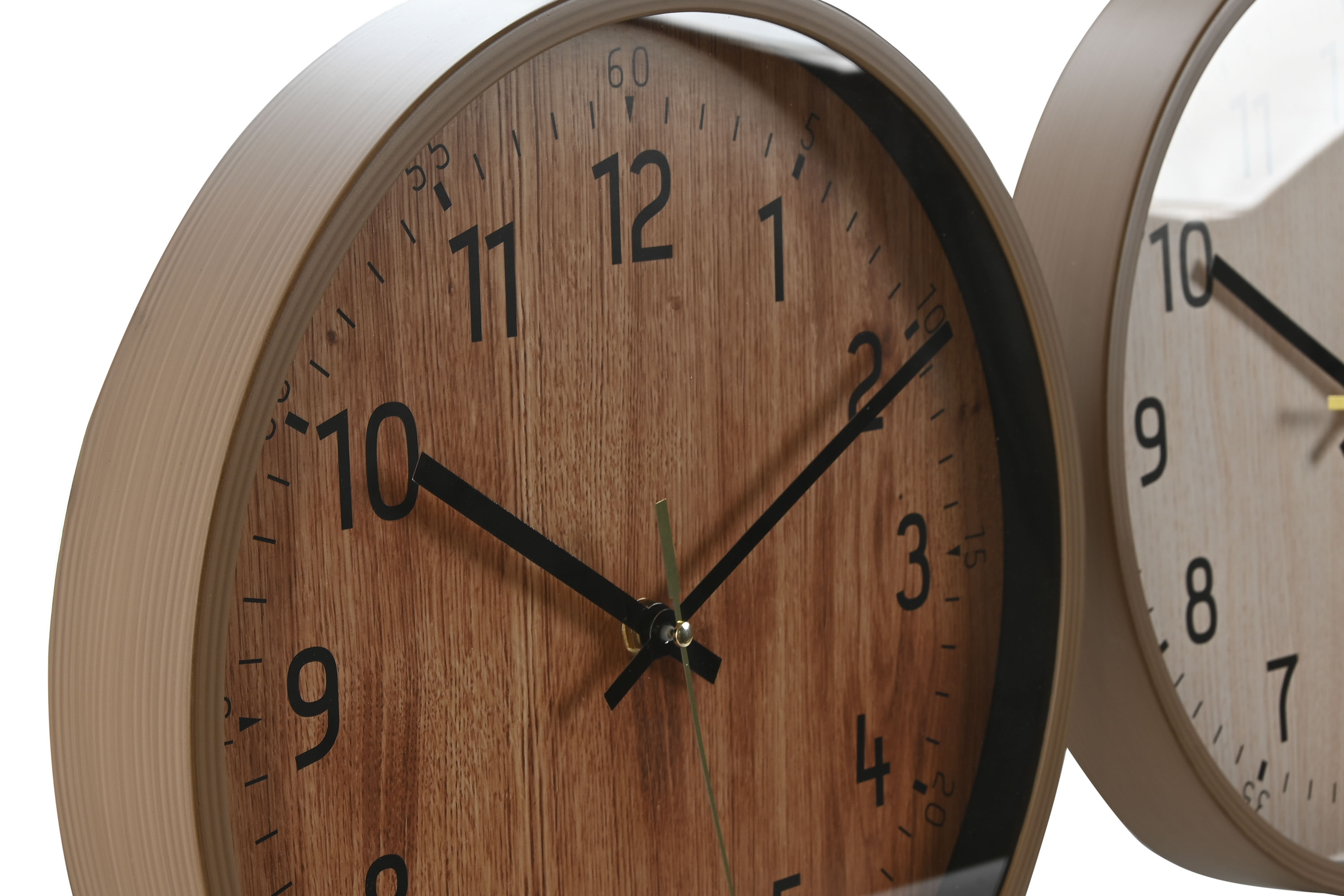 RELOJ PARED PVC 30X4X30 SIMIL MADERA OSCURA 2