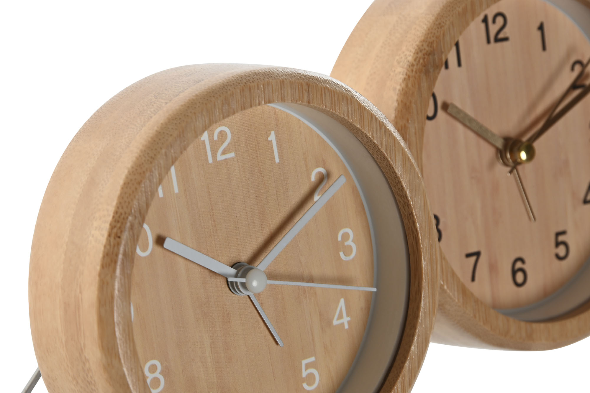 RELOJ DESPERTADOR BAMBU 10X4,3X10CM BLANCO 2