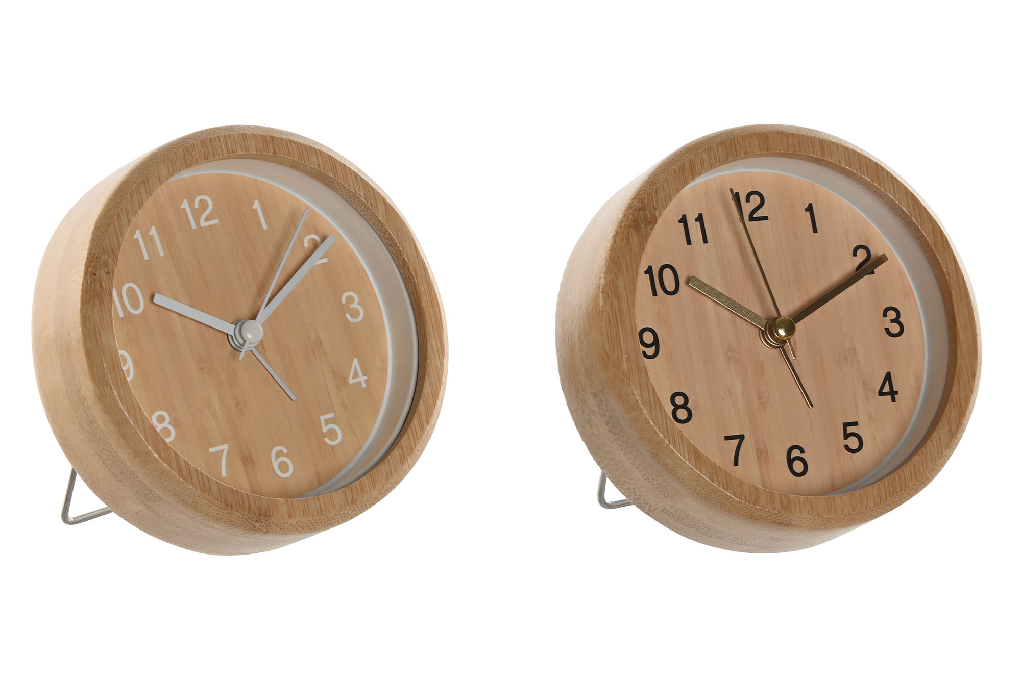 RELOJ DESPERTADOR BAMBU 10X4,3X10CM BLANCO