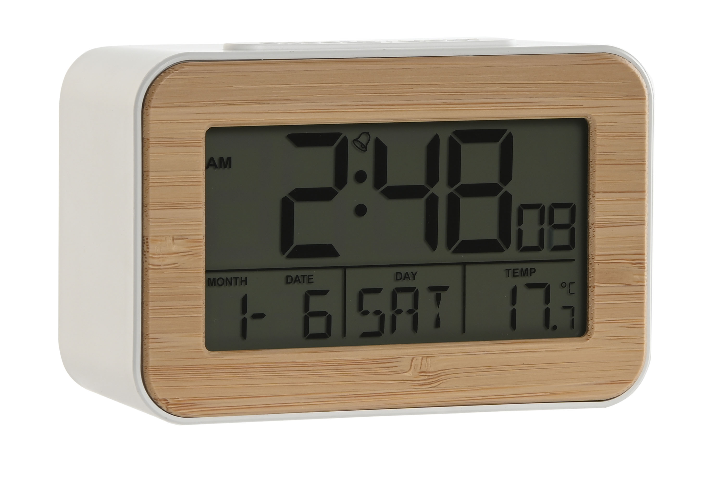 RELOJ DESPERTADOR PVC LED 11X5X7,3 NATURAL 2