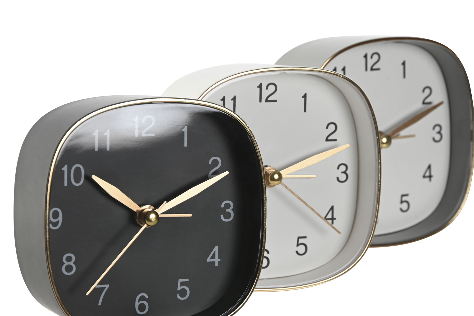 RELOJ SOBREMESA PVC 8,5X3,6X8,5 DORADO BLANCO 2