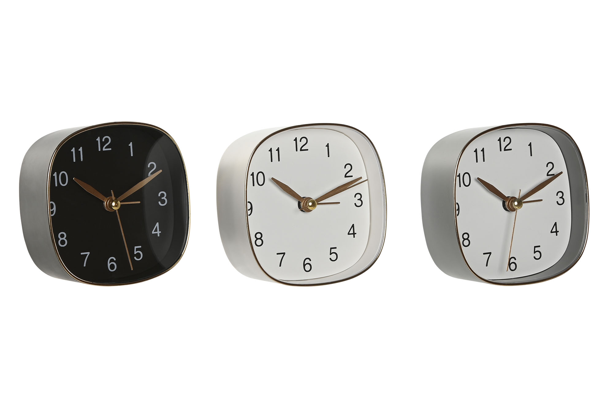 RELOJ SOBREMESA PVC 8,5X3,6X8,5 DORADO BLANCO