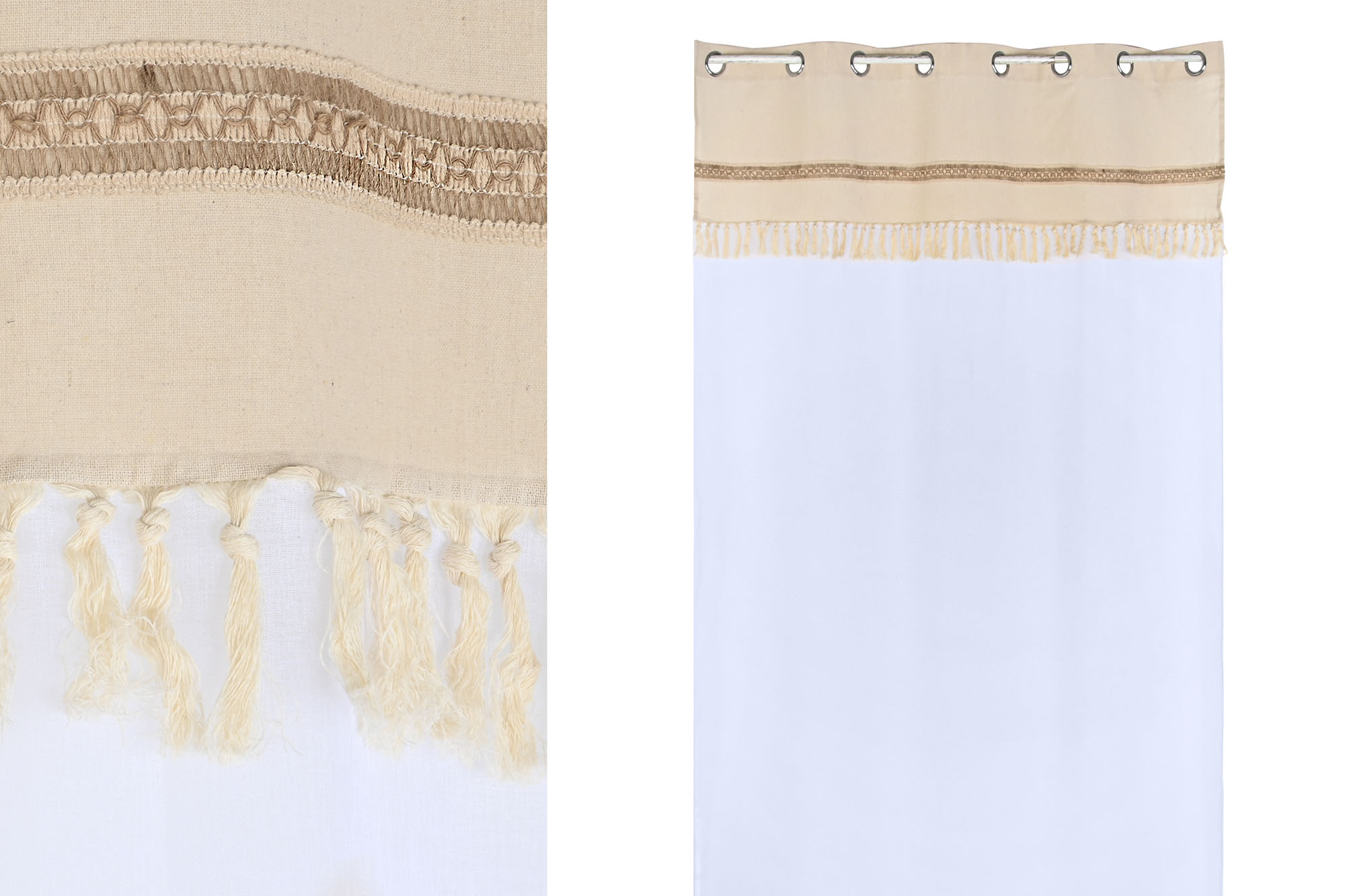 CORTINA ALGODON YUTE 140X260CM ANILLAS NATURAL 1