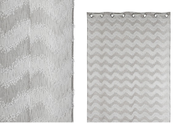 CORTINA POLIESTER 140X260CM BORDADA BEIGE