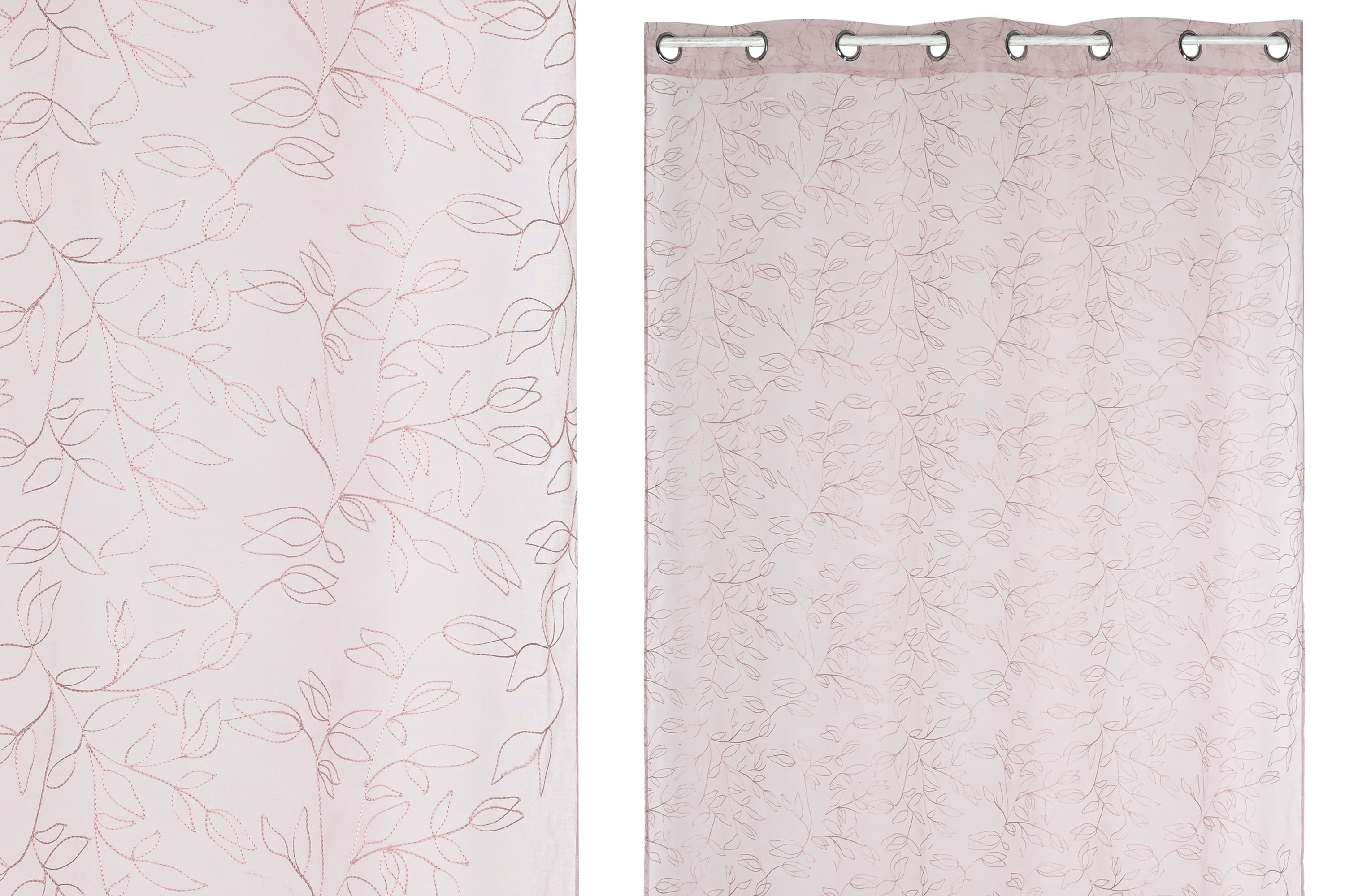 CORTINA POLIESTER 140X260 8 ANILLAS ROSA PALO