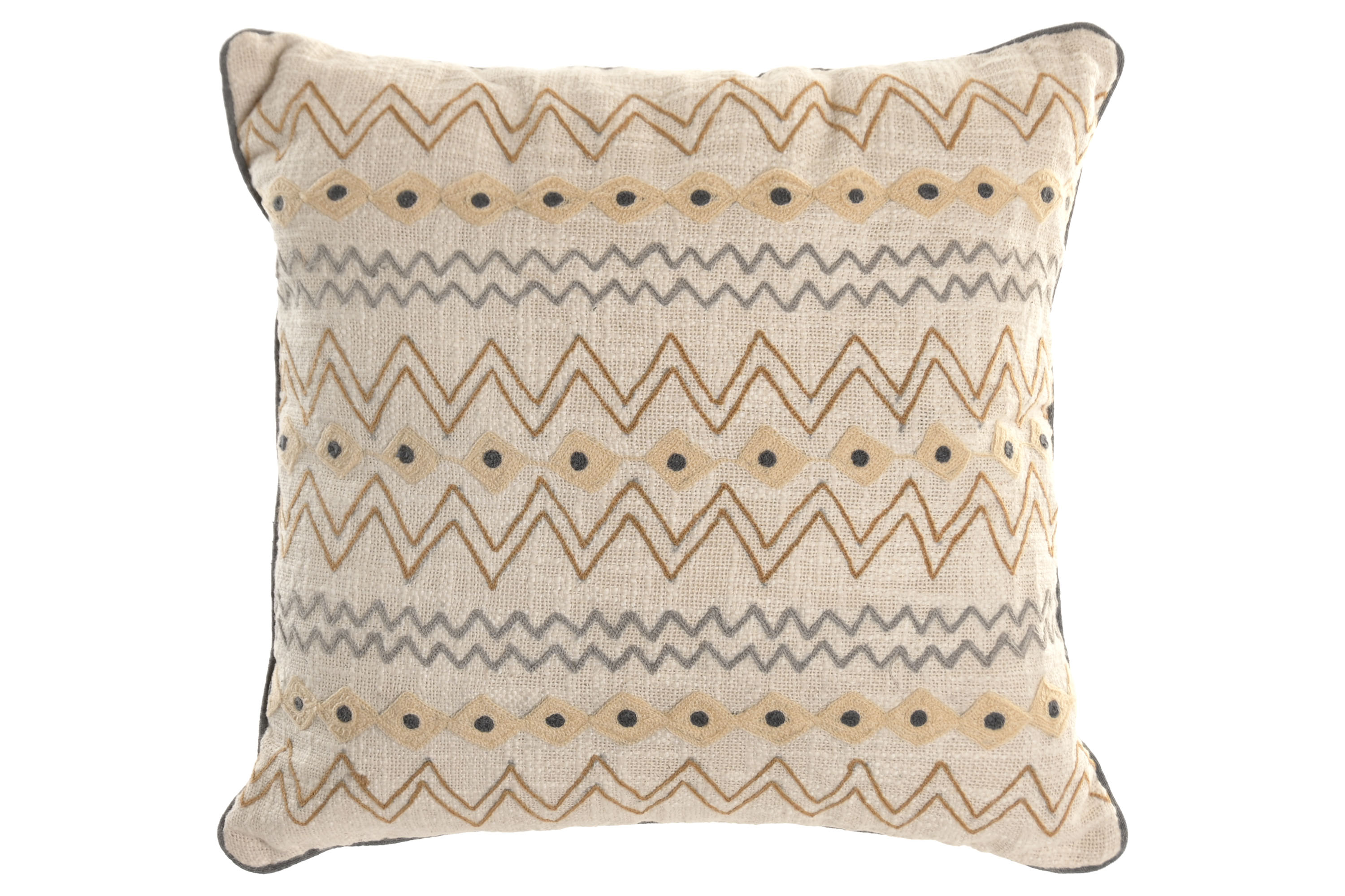 COJIN ALGODON 45X45 550 GR. IKAT BORDADO CRUDO