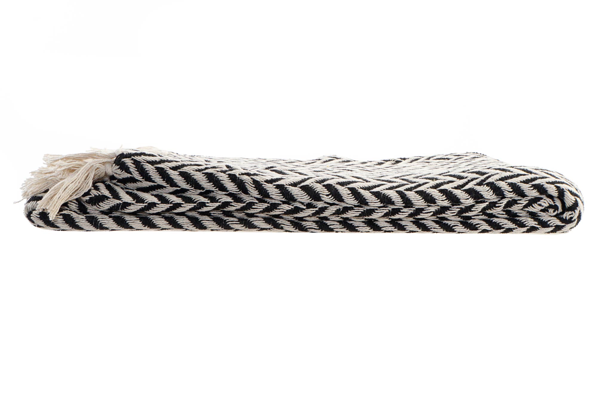 PLAID ALGODON 170X130X1 HERRINGBONE KILIM NEGRO 3