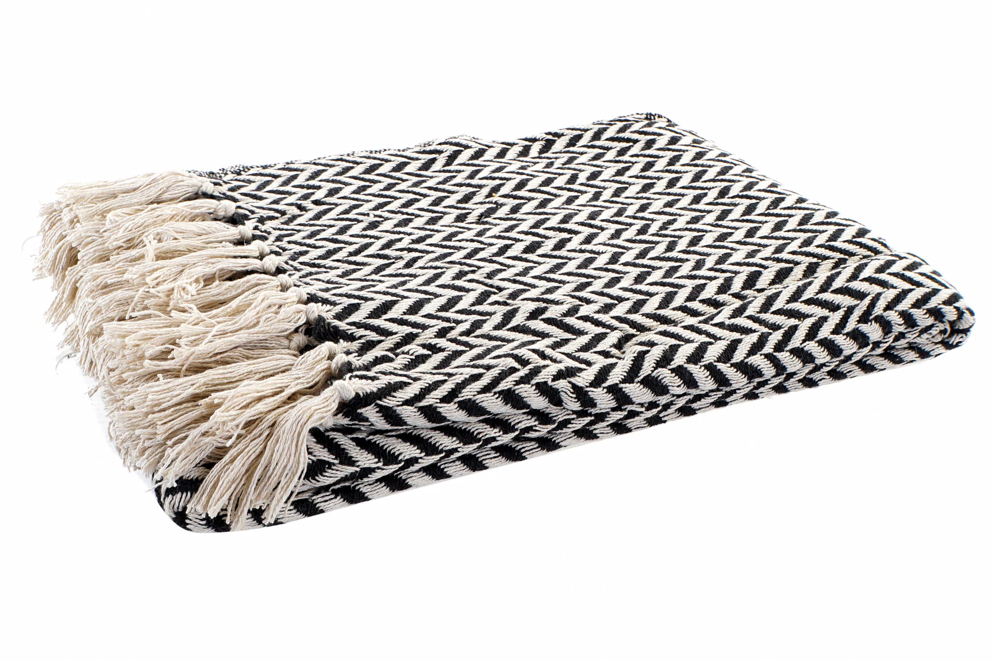 PLAID ALGODON 170X130X1 HERRINGBONE KILIM NEGRO