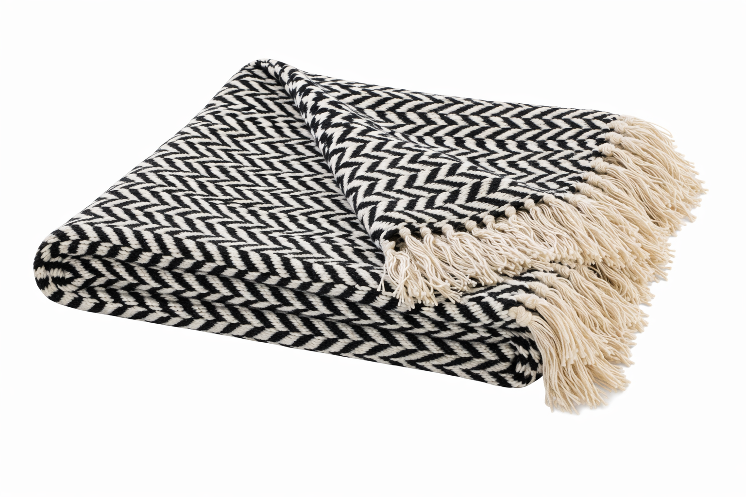 PLAID ALGODON 170X130X1 HERRINGBONE KILIM NEGRO 2