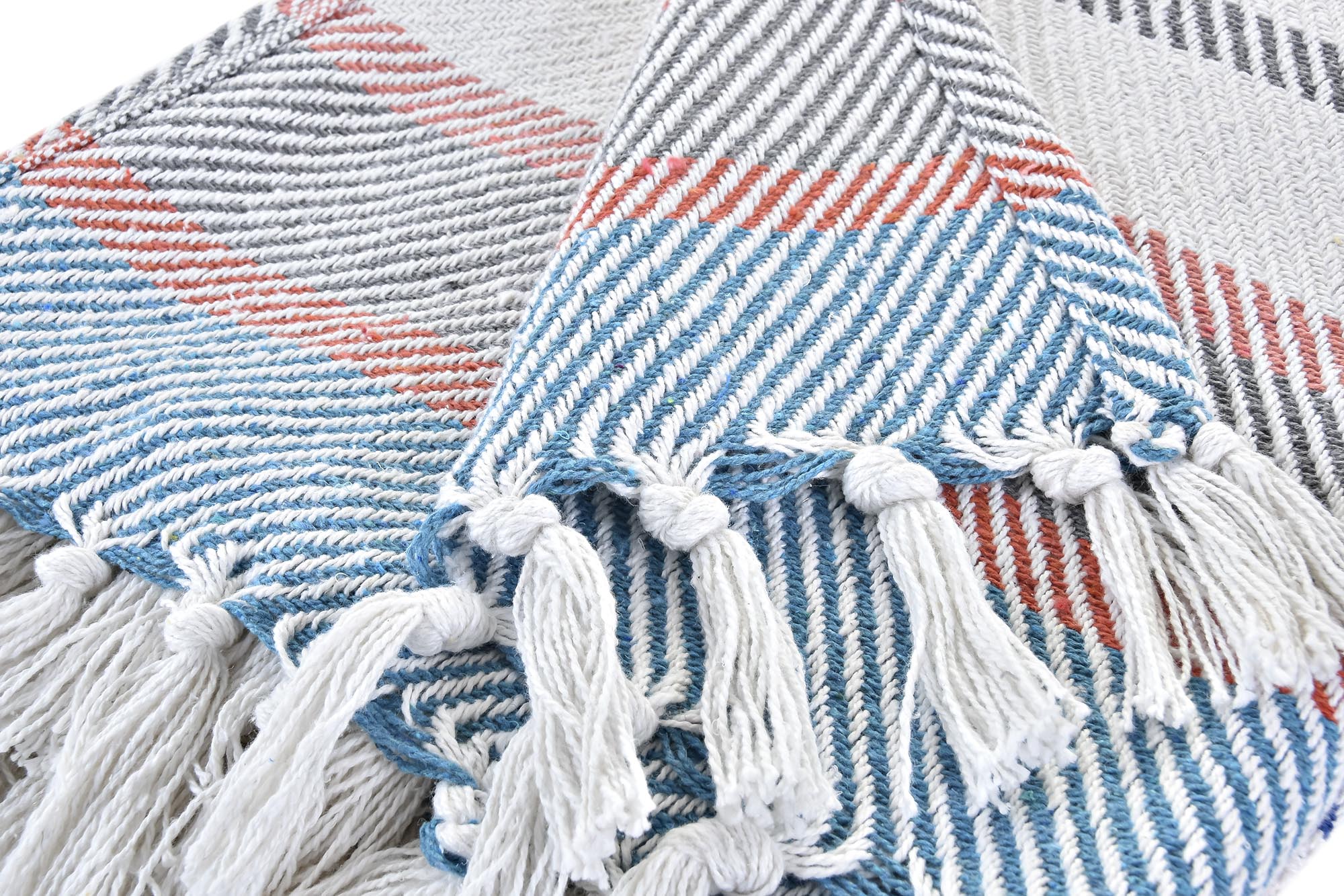 PLAID ALGODON 130X170X1 450 GSM, RAYAS GRIS 3