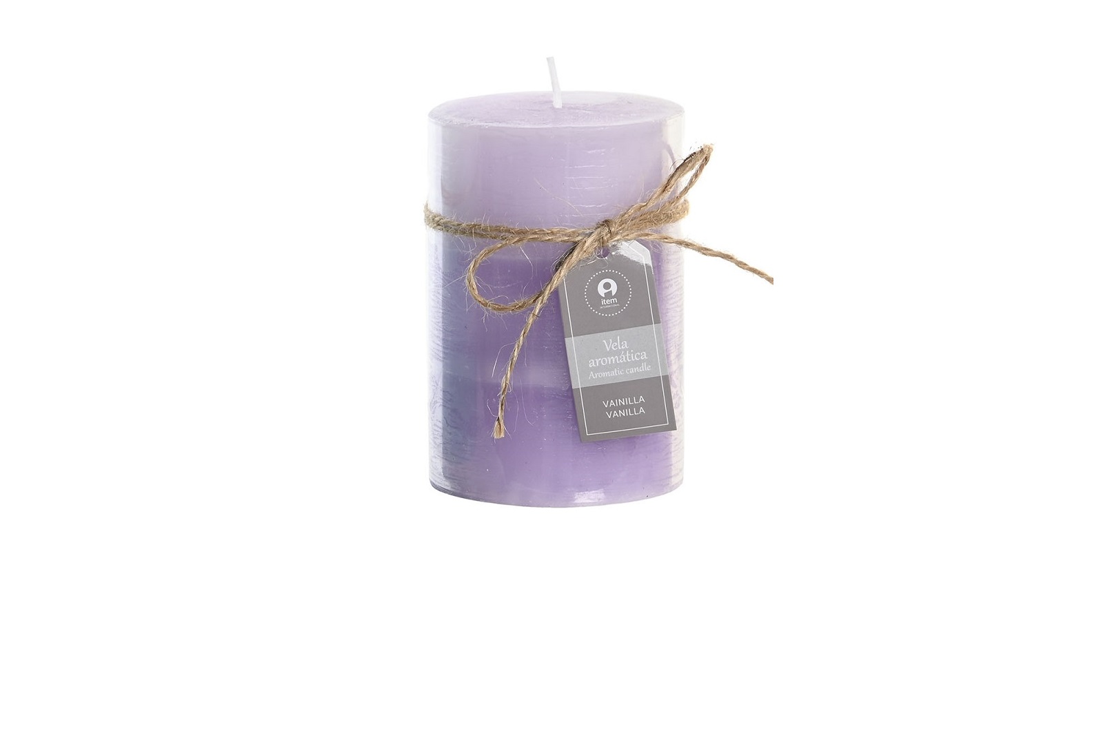 VELA CERA 6,8X6,8X10 295 GR, 55 HORAS MALVA