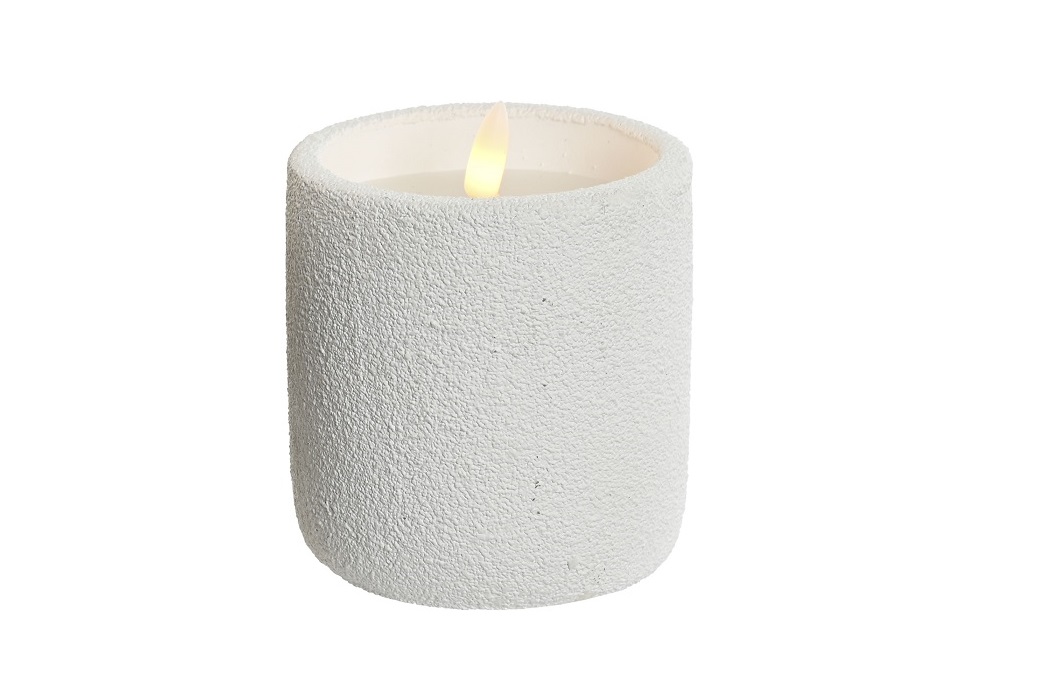VELA LED CERA CEMENTO 9X9X11.5CM BLANCO