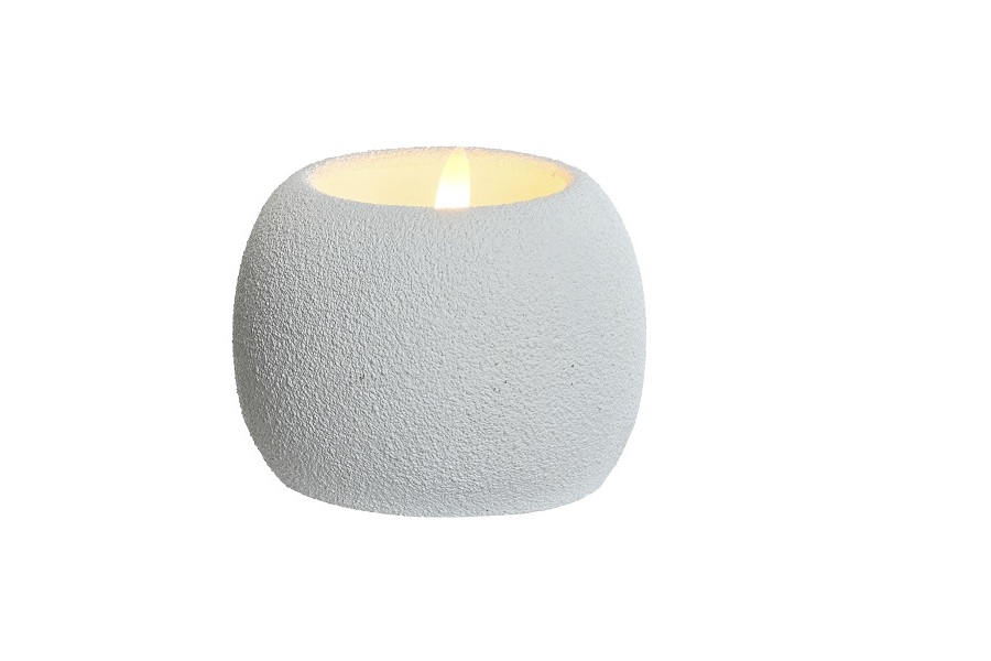 VELA LED CERA CEMENTO 9.5X9.5X9.5CM