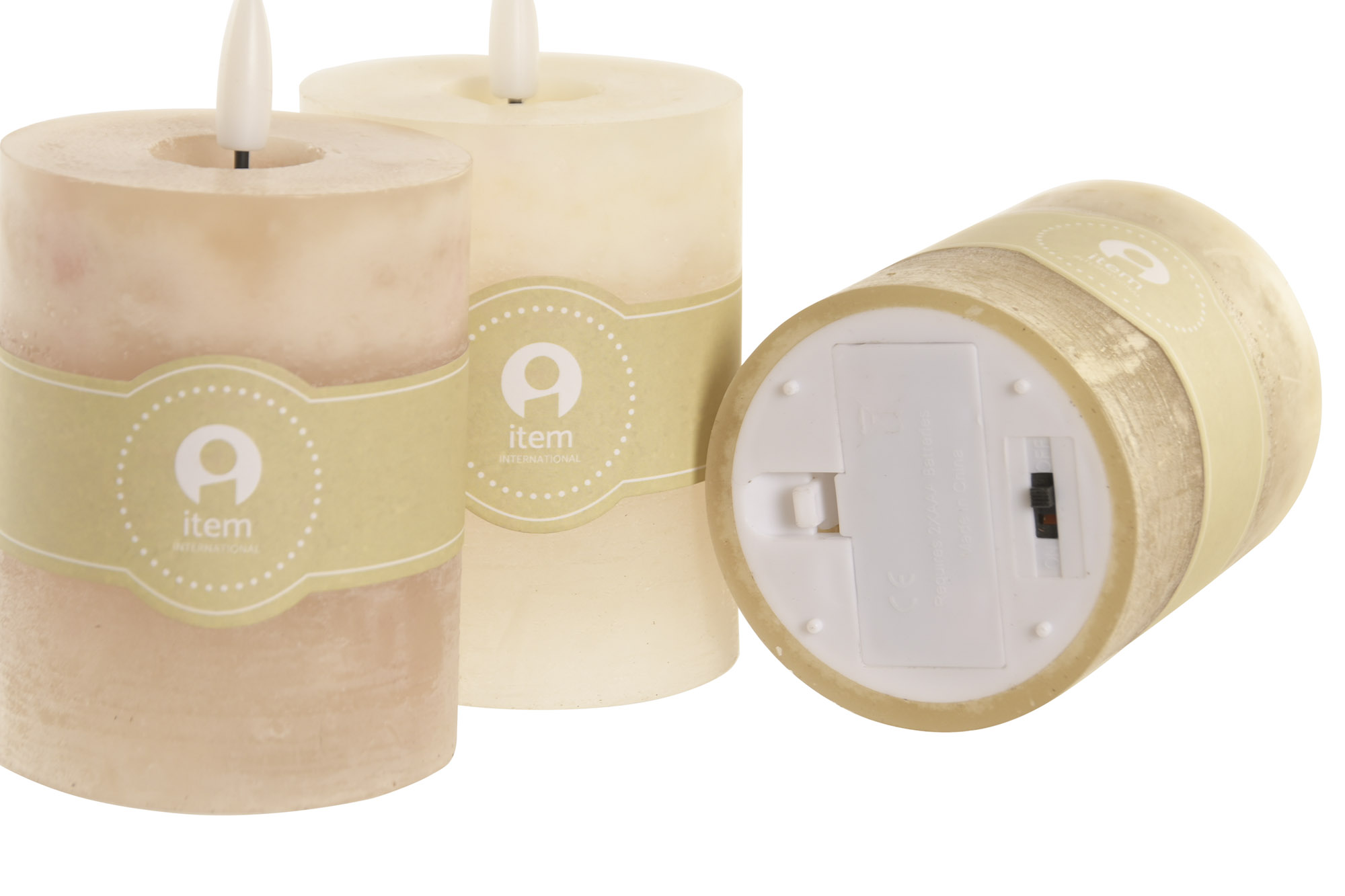 VELA LED CERA PARAFINA 7X7X12CM BEIGE 4