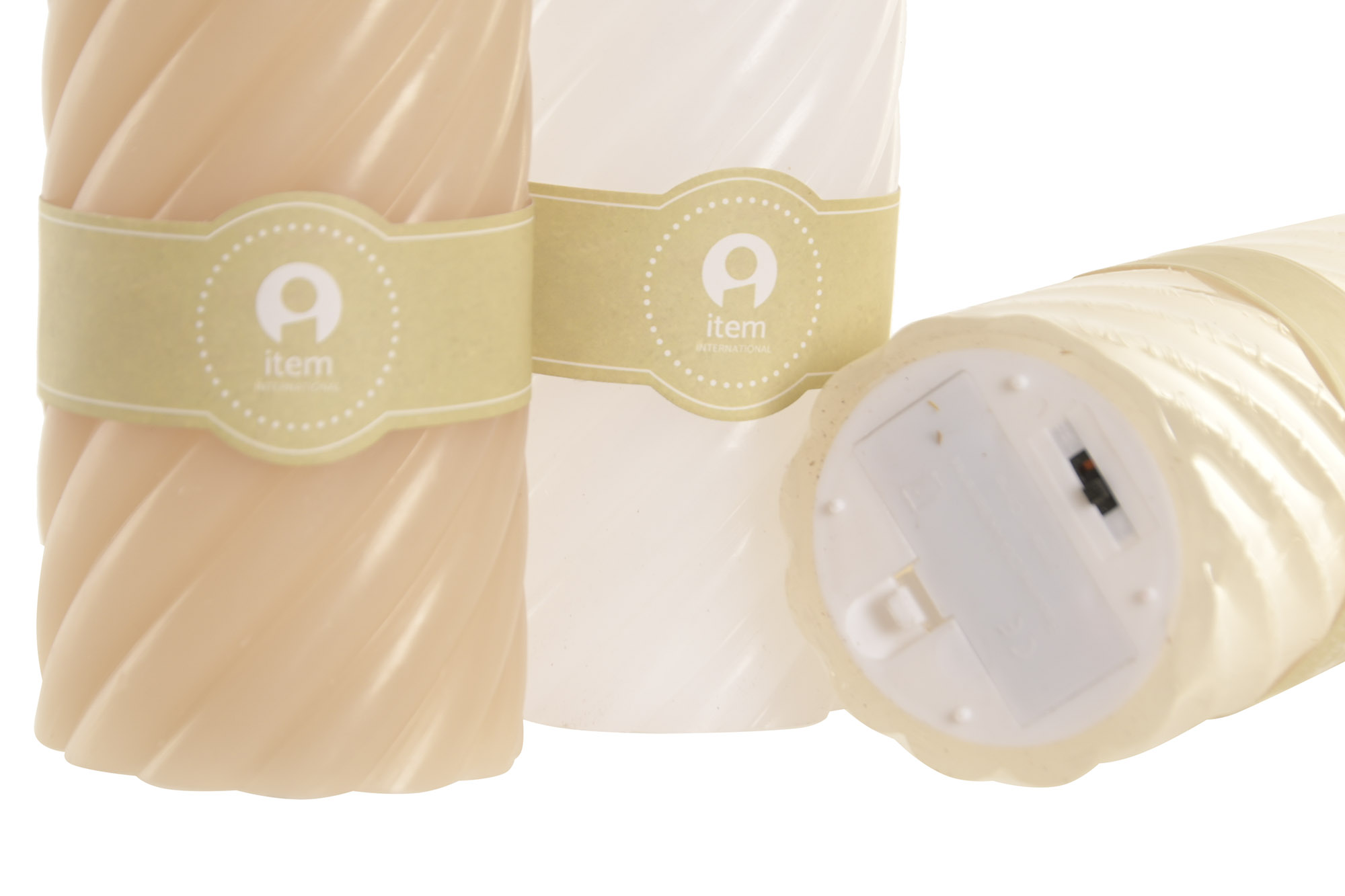 VELA LED CERA PARAFINA 7X7X17 ESPIRAL NUDE 4