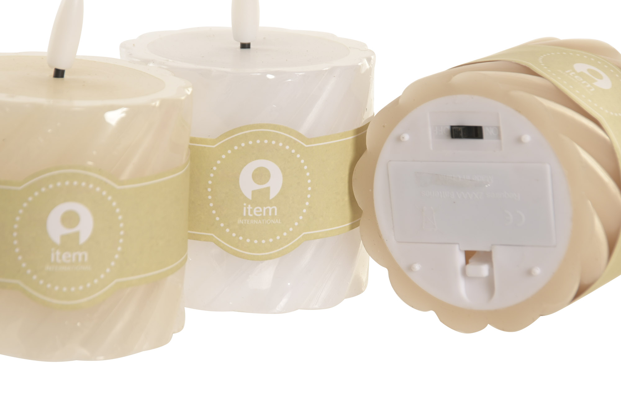 VELA LED CERA PARAFINA 7X7X10 ESPIRAL BEIGE 4