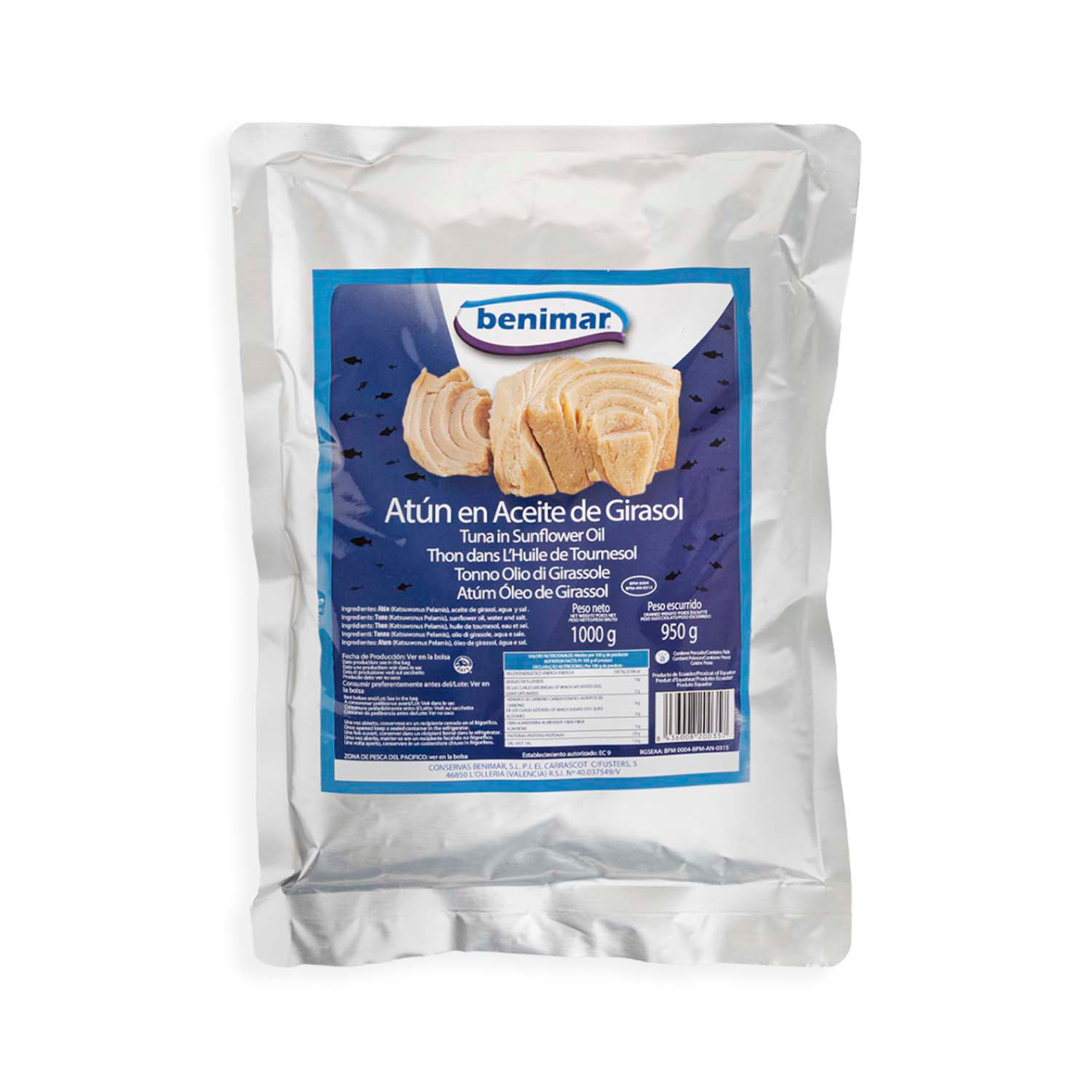 ATÚN ACEITE GIRASOL BENIMAR BOLSA 1KG