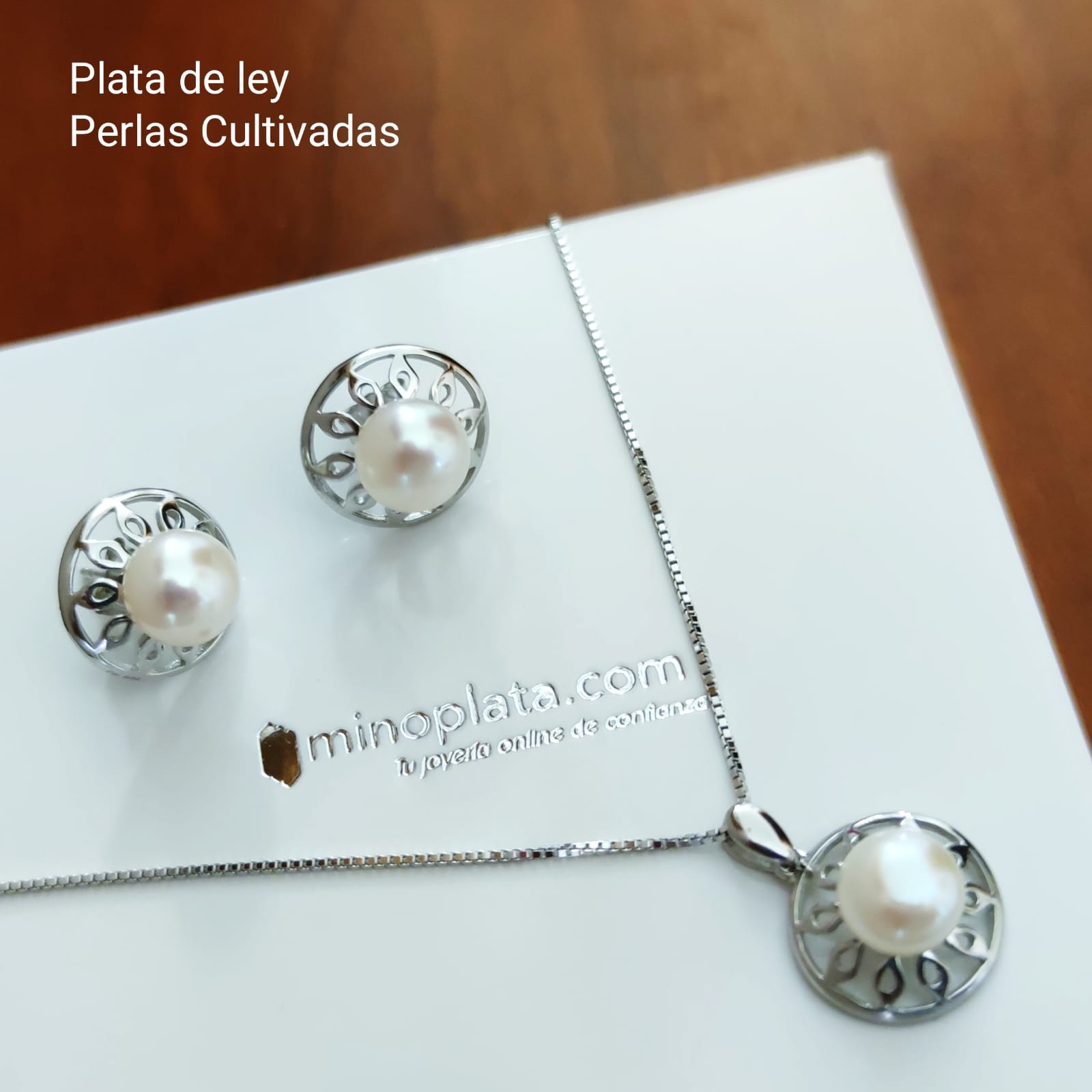 Juego Pendientes y Gargantilla de Plata con Perlas