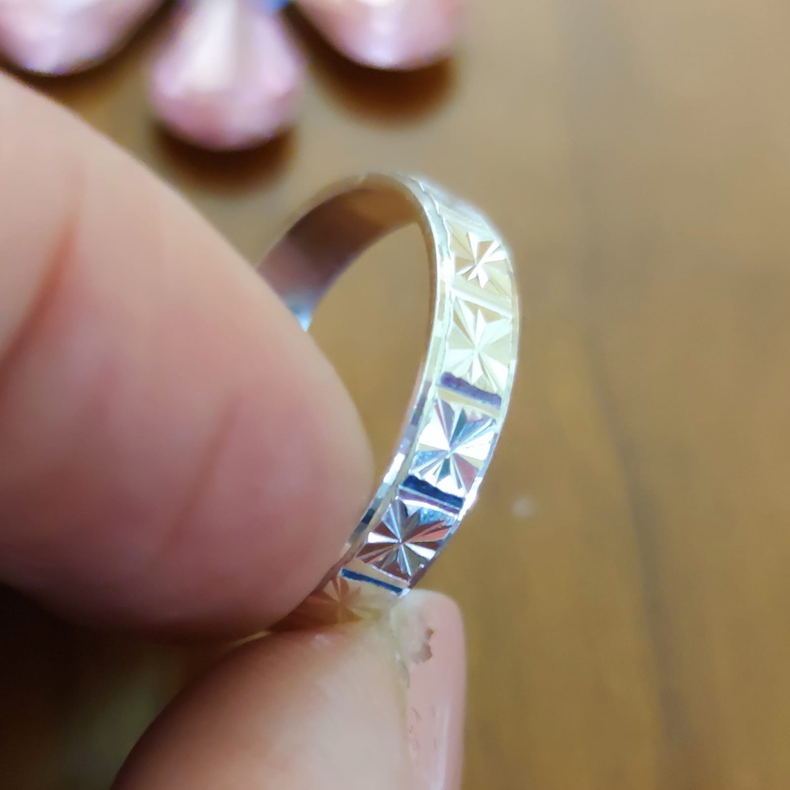 Anillo compromiso plano tallado de Plata Alianzas novios