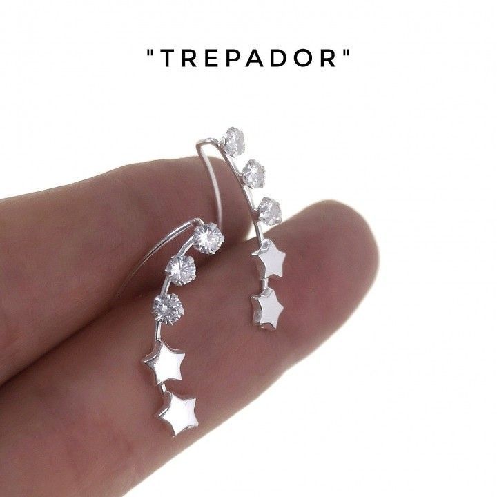 Pendientes estrellas de Plata trepadores con circonitas