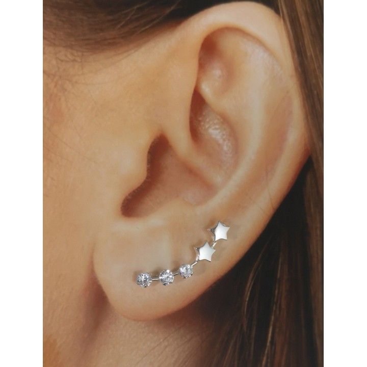 Pendientes estrellas de Plata trepadores con circonitas 2