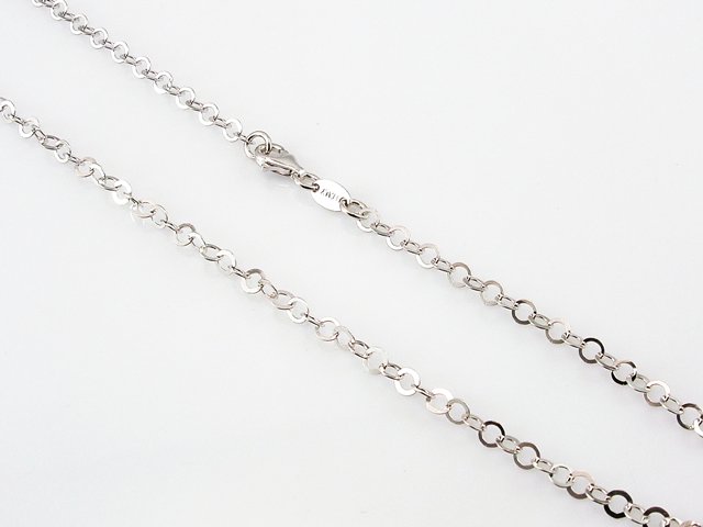 Cadena aros en Plata de Ley rodiada de 60 Cm.