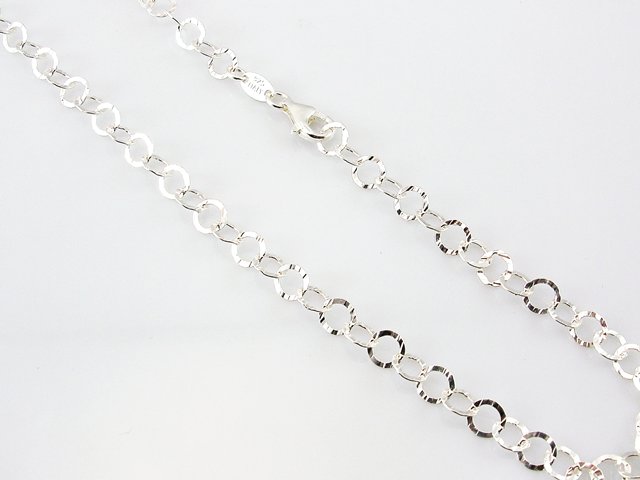 Cadena aros martilleados de Plata de ley de 60 Cm.
