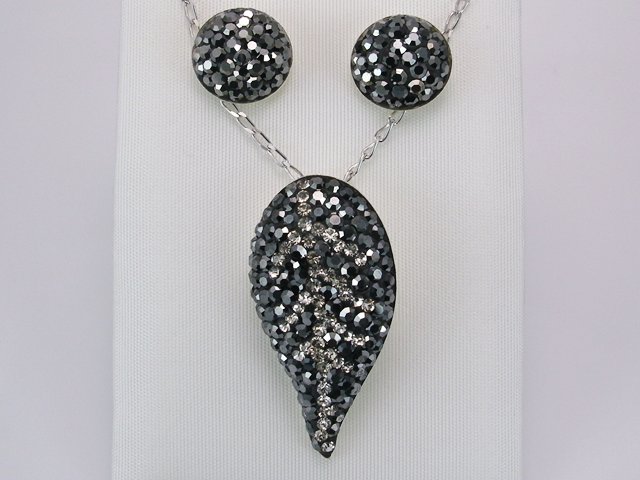 Conjunto de Pendientes y Gargantilla de Plata y Hematite