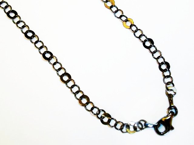 Cadena de Plata y Rutenio negro rolon 3+1 80 Cm.