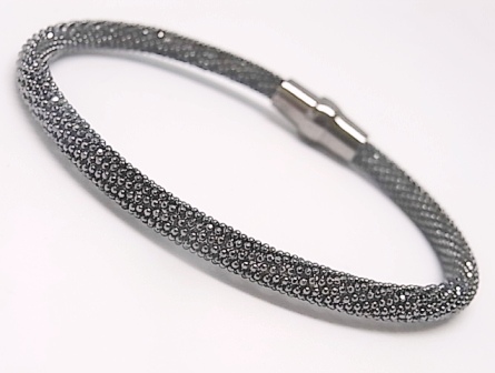 Pulsera de imán malla negra de Plata de ley
