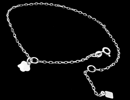 Pulsera de tobillo en Plata de ley con flor colgante