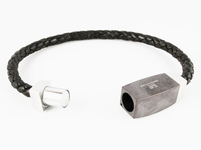 Pulsera en Piel marrón trenzada y Acero inoxidable 1