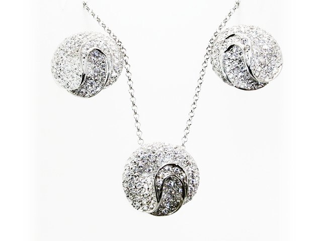 Juego de Pendientes con Gargantilla de Plata y Circonitas