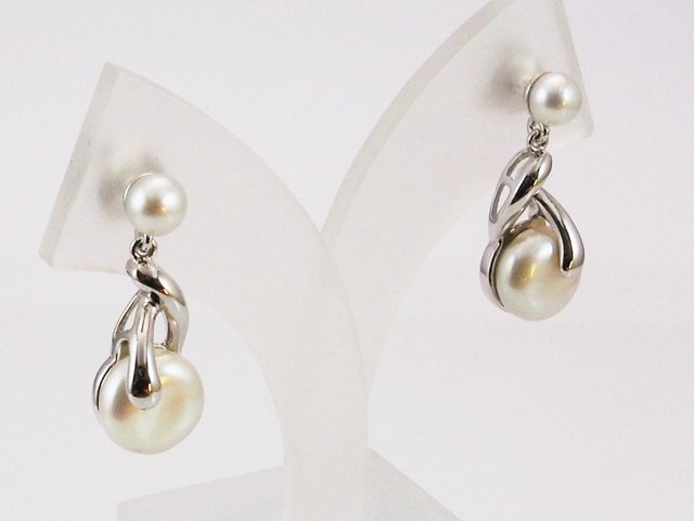 Pendientes de Plata Rodidada con Perlas de Mar