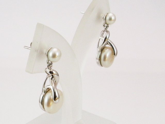 Pendientes de Plata Rodidada con Perlas de Mar 1